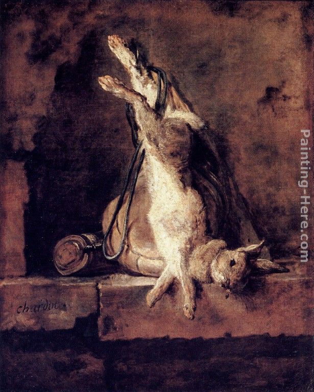 Rabbit with Game-bag and Powder Flask painting - Jean Baptiste Simeon Chardin Rabbit with Game-bag and Powder Flask art painting